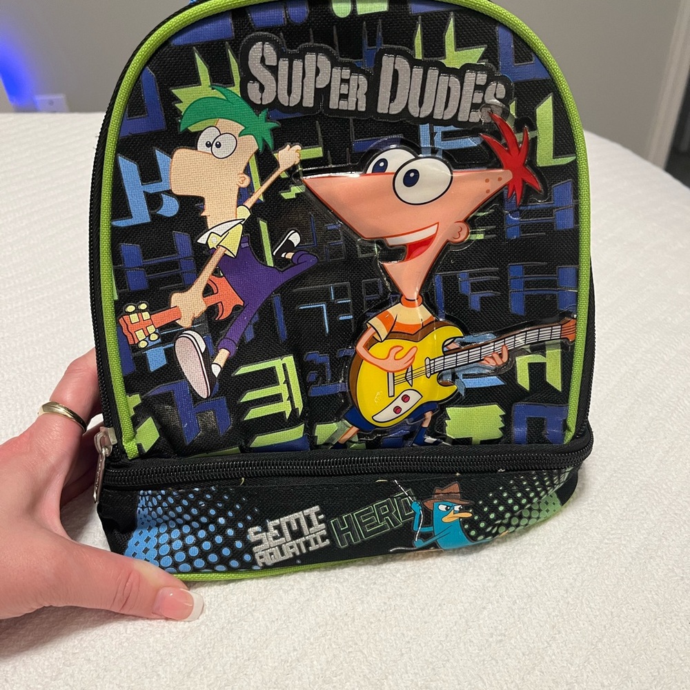 Disney Phineas and Ferb Super Dudes Backpack - Black, Green, Blue